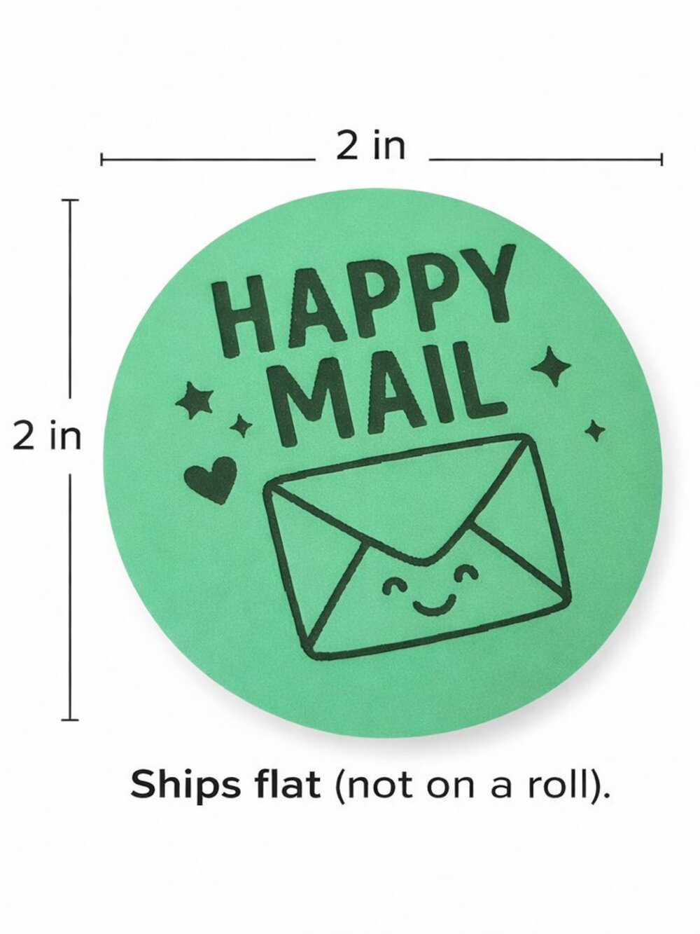 200 Green Happy Mail Stickers 2in Round Labels Small Business Reseller Supplies - Picture 2 of 5